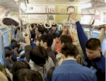 Crowded commuter train